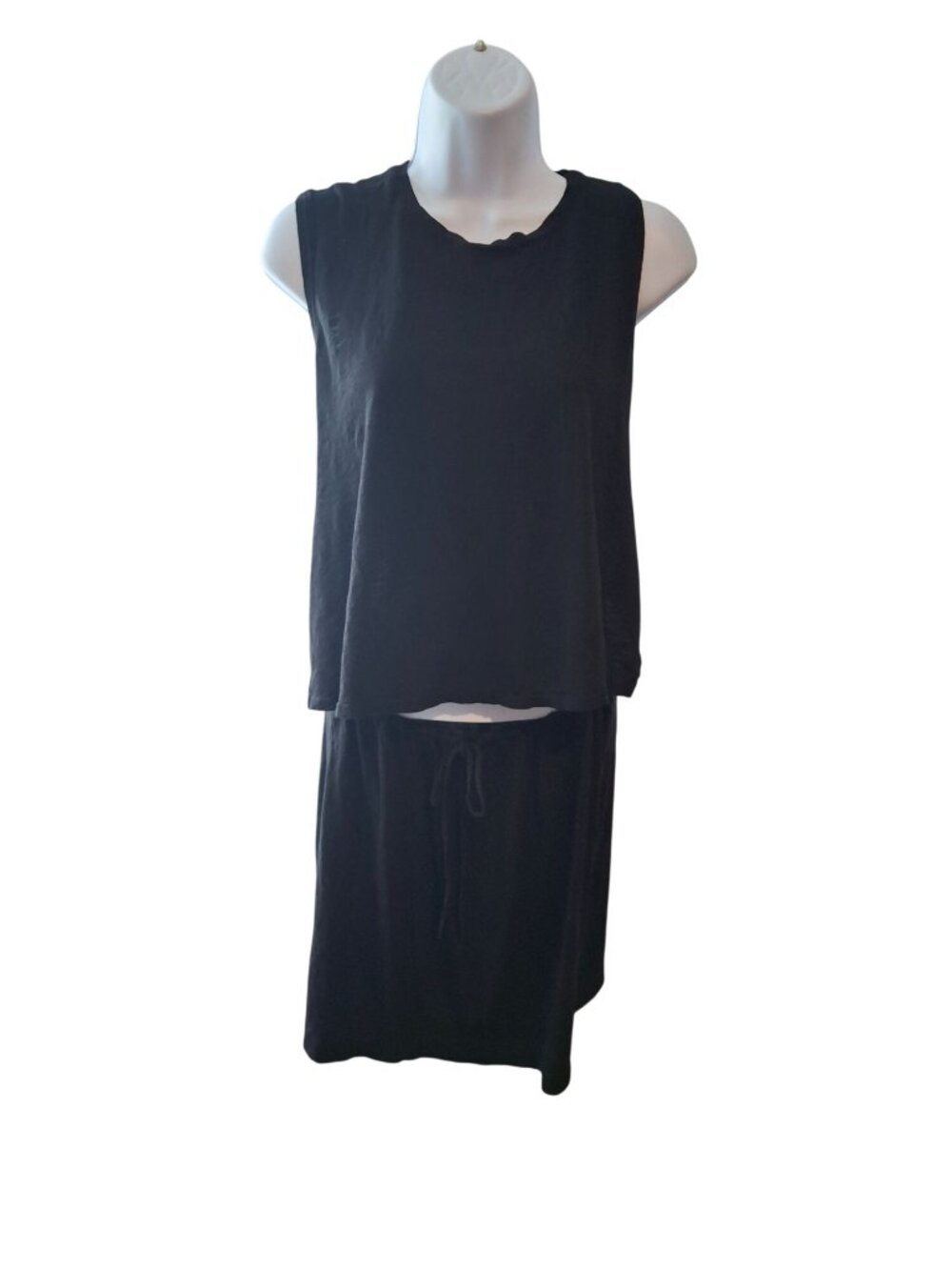 The Refinery Black Tank & Skirt Set XS Minimalist Y2K Quiet Luxury USA Made